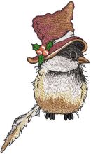 Jay in a cylinder hat embroidery design