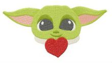 Yoda with heart embroidery design