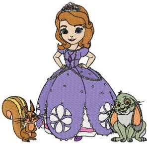 Sofia with pets embroidery design