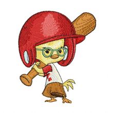 Little Chicken with baseball bat embroidery design