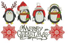 Christmas penguins embroidery design