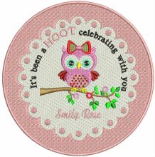 Cute owl doily embroidery design
