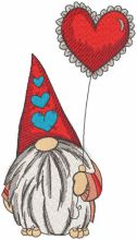 Romantic dwarf with red balloon embroidery design