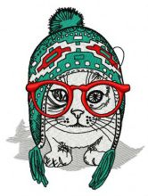 Fashion cat embroidery design