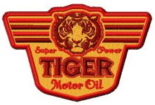 Tiger motor oil logo embroidery design