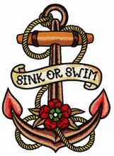 Sink or swim embroidery design