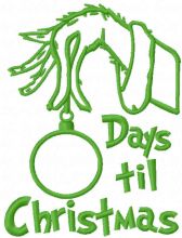 Grinch countdown embroidery design