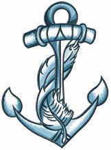 Anchor and feather embroidery design