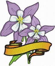 Columbine Flower with Banner  embroidery design