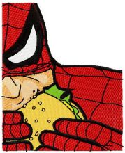 Spiderman eats burger embroidery design
