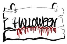 Bloody Halloween sign embroidery design
