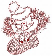 Christmas teddy with toy deer 2 embroidery design