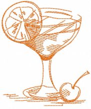Coctail sketch one colored embroidery design