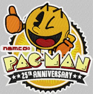 Pac-Man anniversary logo embroidery design