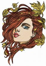 Girl and autumn fall 3 embroidery design