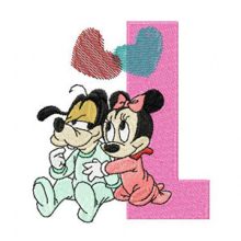 Mickey Mouse and Minnie Mouse L Love embroidery design