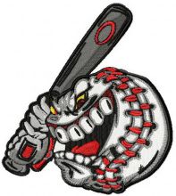 Angry baseball ball embroidery design