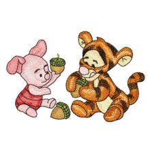 Baby Tiger and Baby Piglet  embroidery design