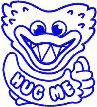 Huggy Wuggy hug me one colored embroidery design