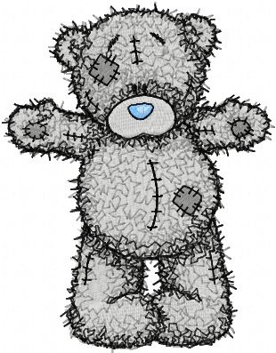 Teddy bear hello machine embroidery design