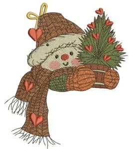 Snowman in love 2 embroidery design