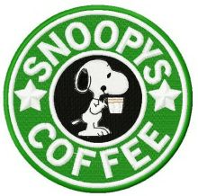Snoopy's coffee embroidery design