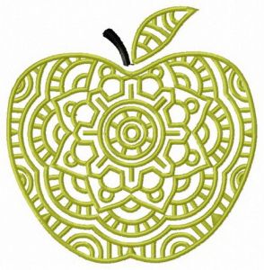 Decorative green apple embroidery design