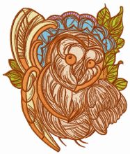 Amusing owl embroidery design