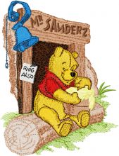 Winnie Pooh and honey embroidery design