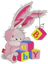 Bunny toy with BABY cubes embroidery design