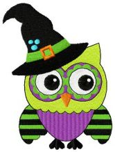Witch owl embroidery design
