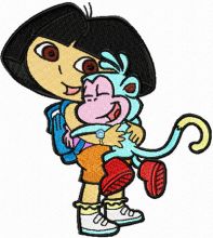 Dora the Explorer and Funny Monkey embroidery design