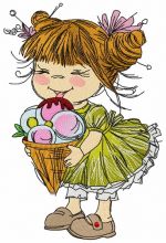 Girl with ice cream 2 embroidery design