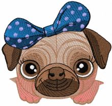Cute little pug dog embroidery design