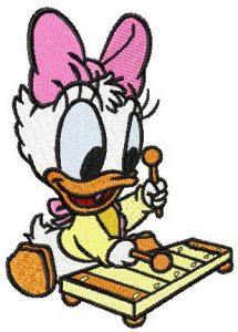 Little Daisy Duck plays xylophone embroidery design