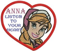 Anna listen to your heart embroidery design
