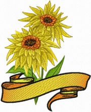 2 Sunflowers with Banner embroidery design