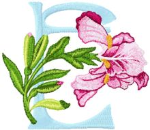 Iris Letter E embroidery design