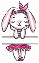 Bunny girl monogram embroidery design