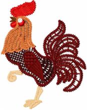 Dark red rooster embroidery design