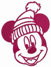 Mickey Mouse likes warm hat embroidery design