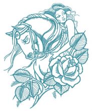 Horse with naked woman embroidery design