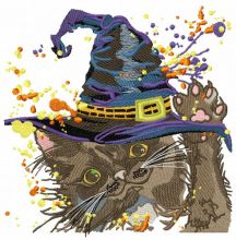 Fluffy witch embroidery design