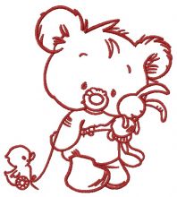 Baby bear with toy 5 embroidery design