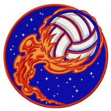 Volleyball ball in flame embroidery design