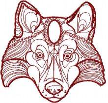 Tribal red wolf embroidery design