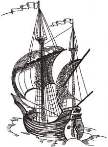 Caravel sketch embroidery design