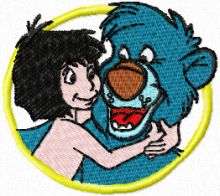 Mowgli and Baloo  embroidery design