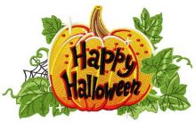 Happy Halloween pumpkin embroidery design