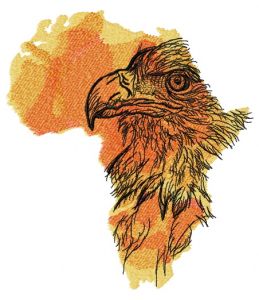 Africa crowned eagle embroidery design